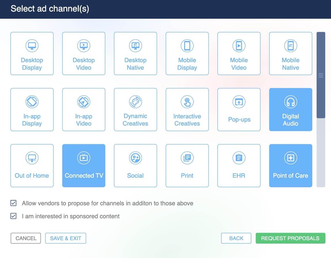 BriefBid's ad channels