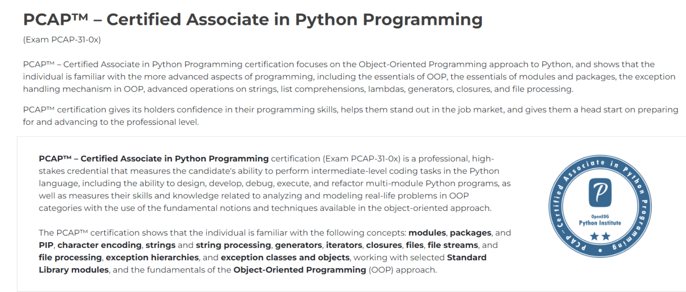 Certified Associate in Python Programming (PCAP)