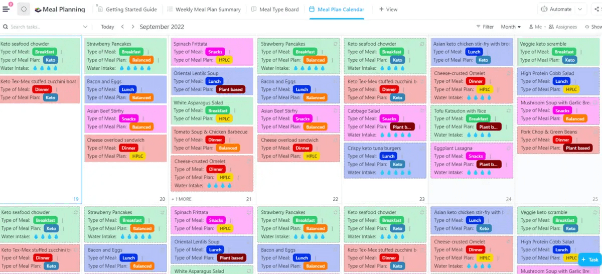 ClickUp Meal Planning Template