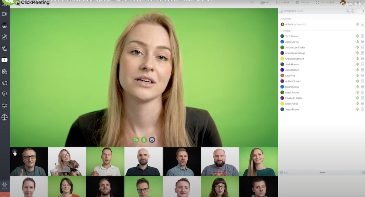 Conference calling software: Numerous people in a Clickmeeting video call