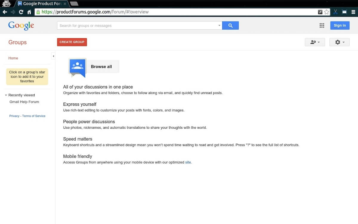 Google Groups' Features