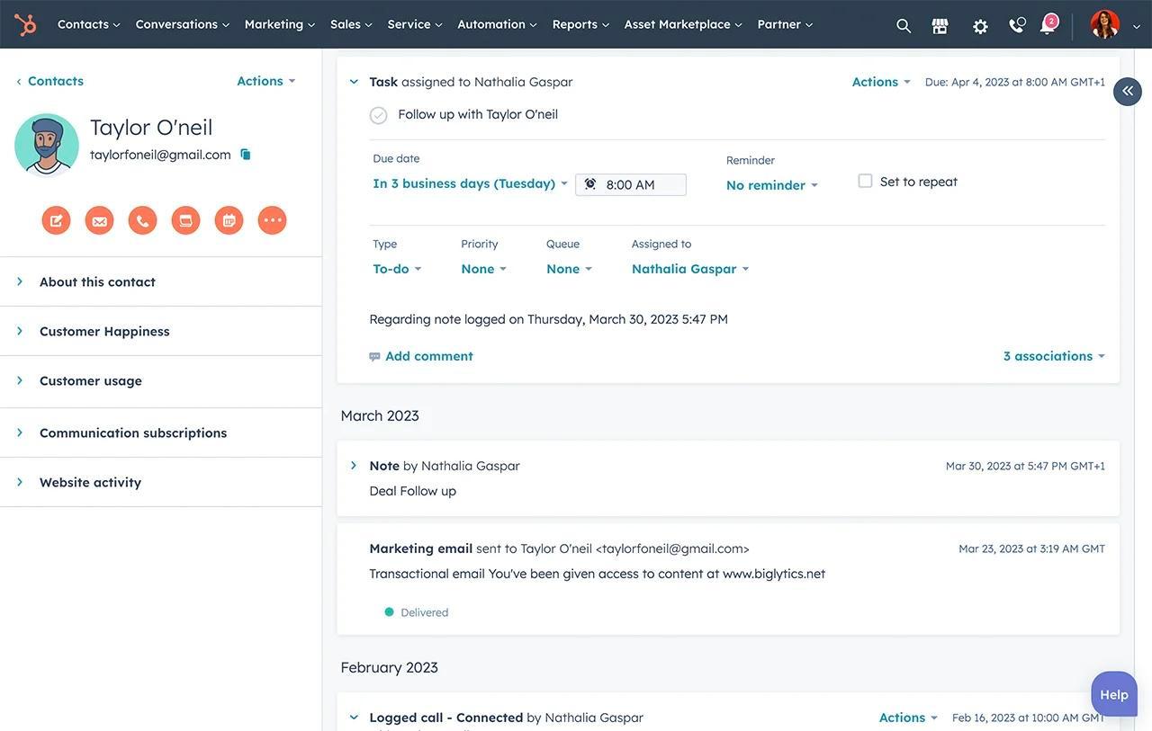 Painel de CRM da HubSpot de Brian Halligan ilustrando o conceito de Pipedrive versus HubSpot para o melhor gerenciamento de relacionamento com o cliente