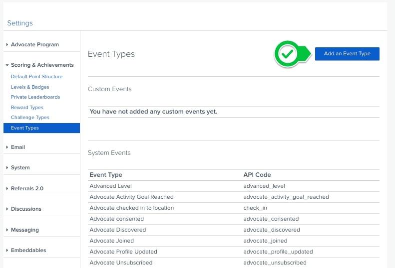 List of Event Types in Influitive