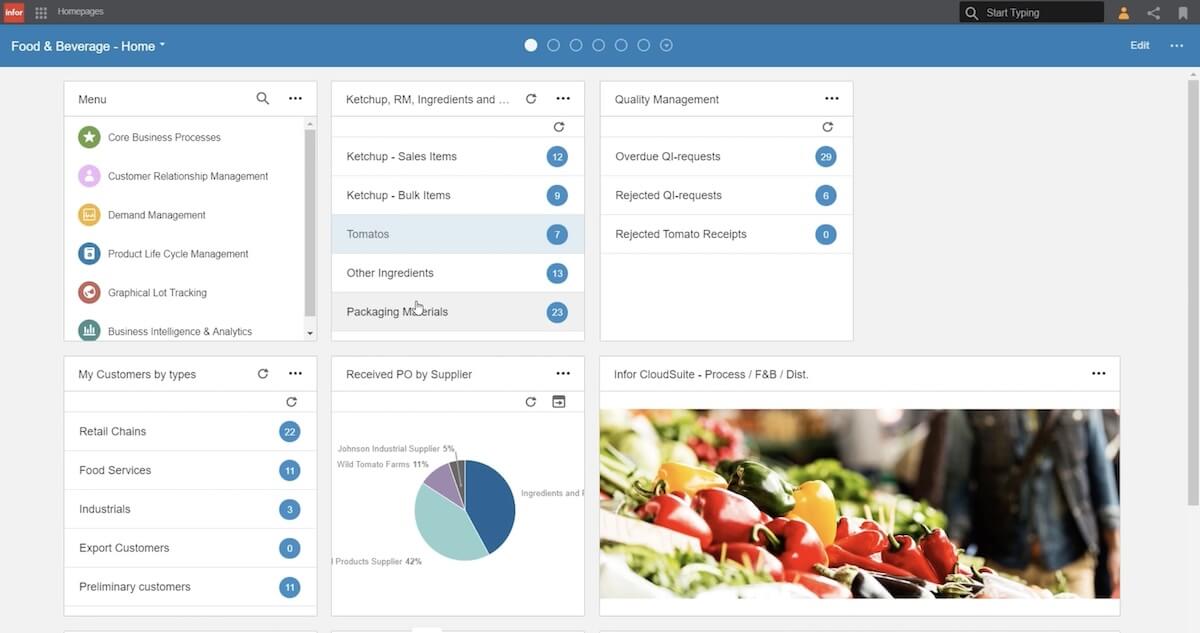 Manufacturing ERP software: Infor's Food and Beverage Home page