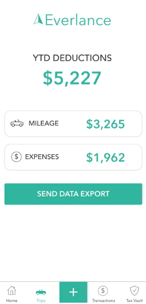Mileage and expenses deduction overview in Everlance's mileage tracking app
