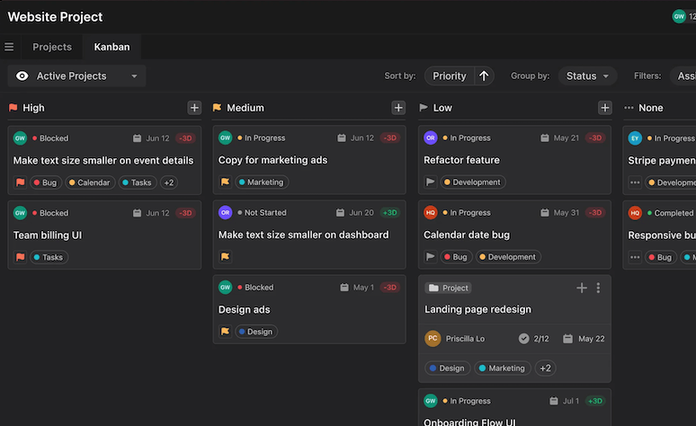 Motion Kanban board