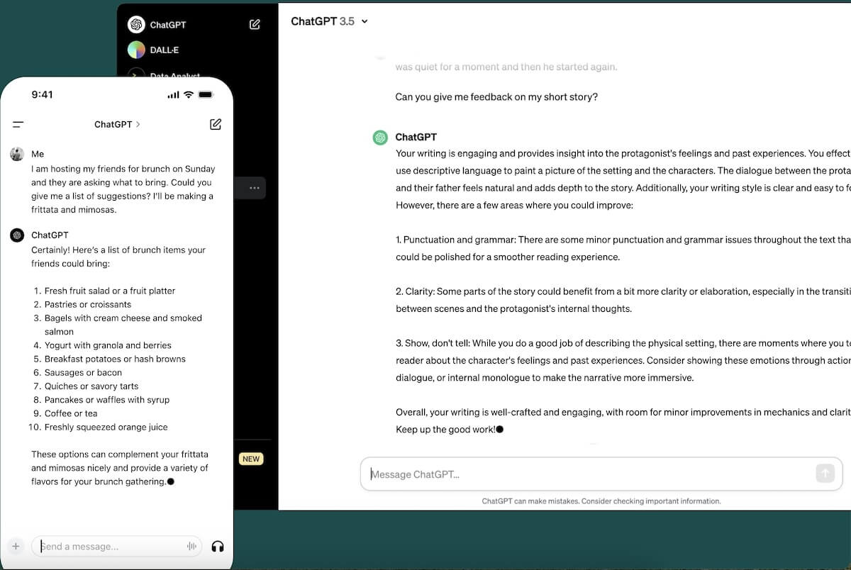 Tampilan seluler dan desktop ChatGPT dari OpenAI