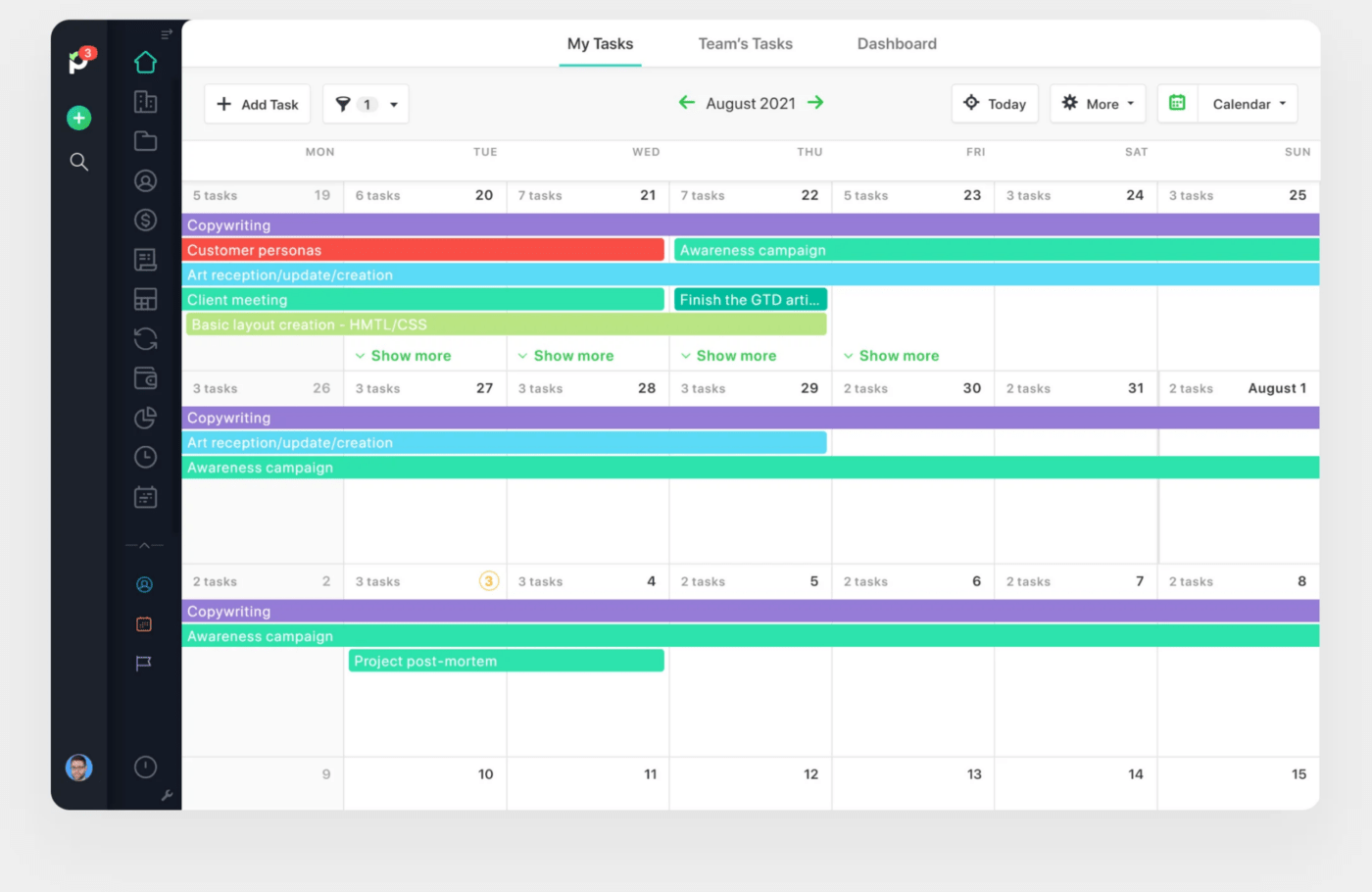 Paymoapp’s timeline view