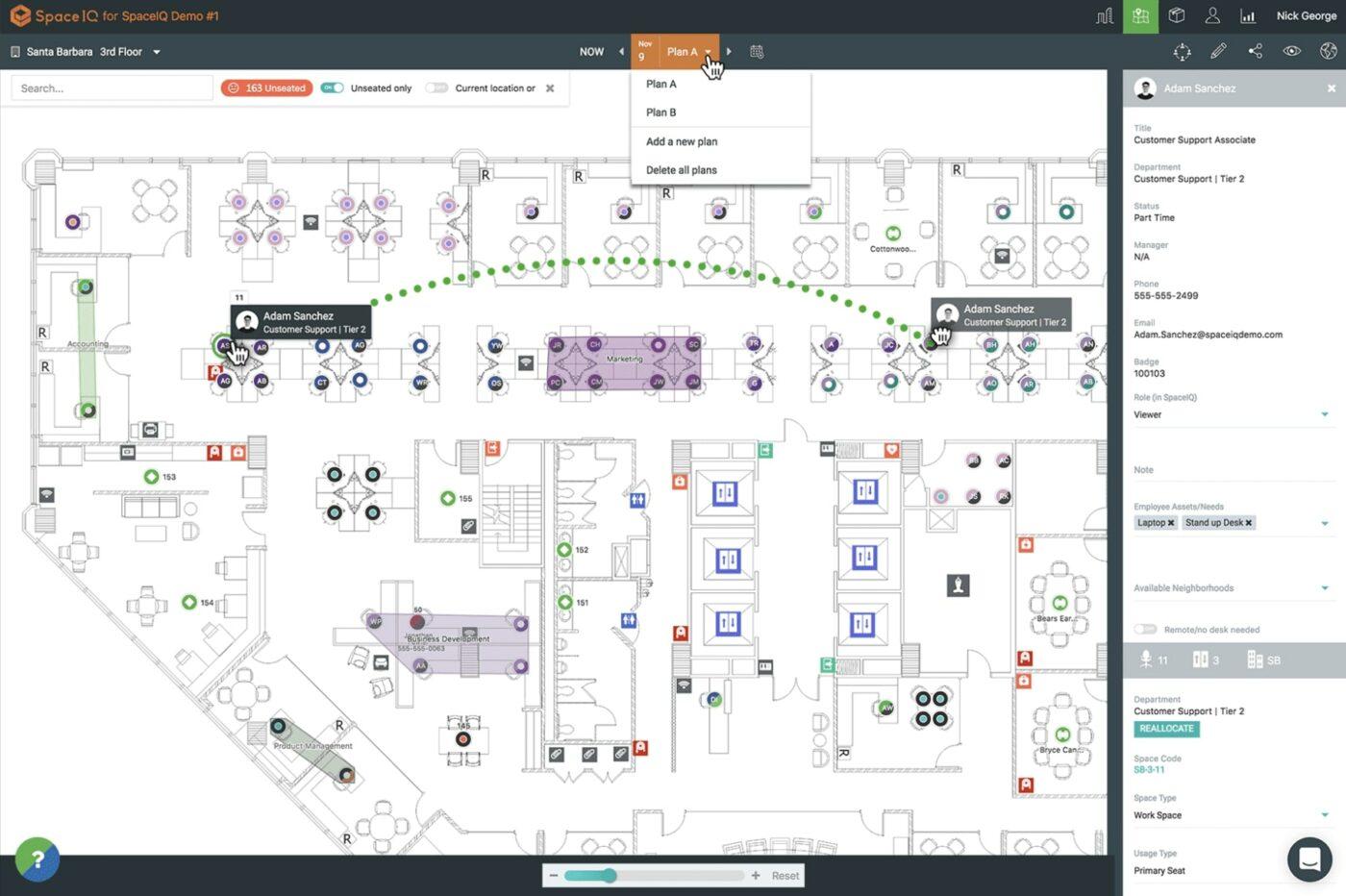 Software de planificación de espacios: Editor de planos de oficinas de SpaceIQ