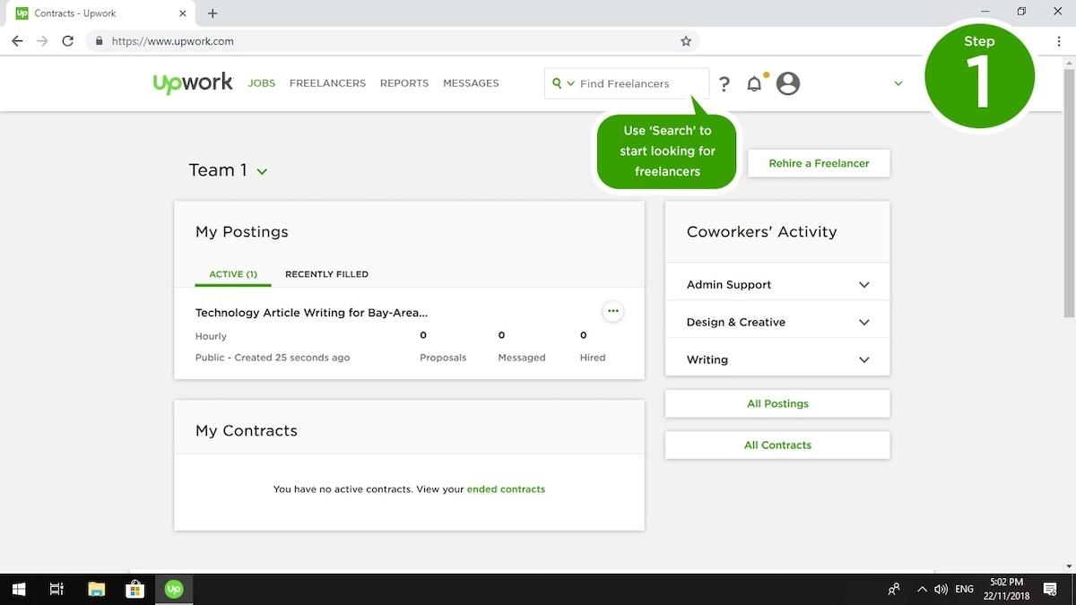 Search tool in Upwork