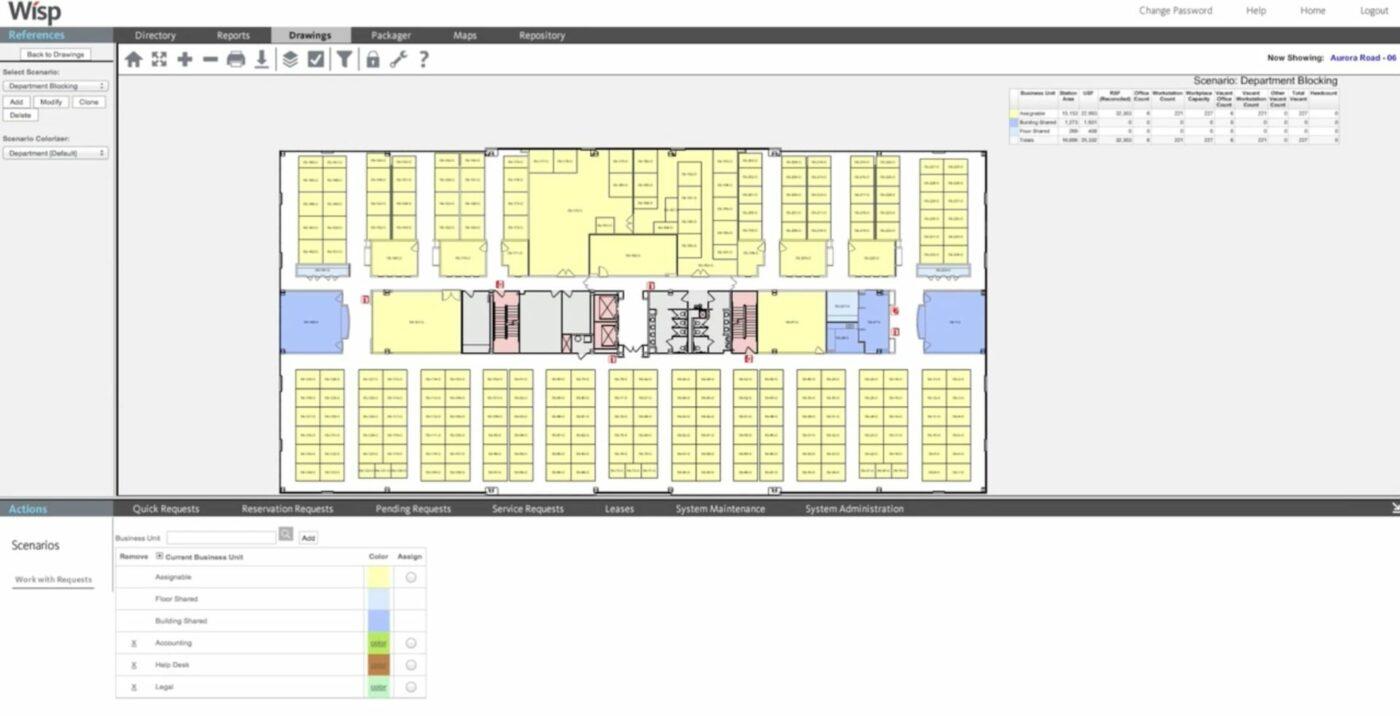 Wisp by Gensler's example office floor plan