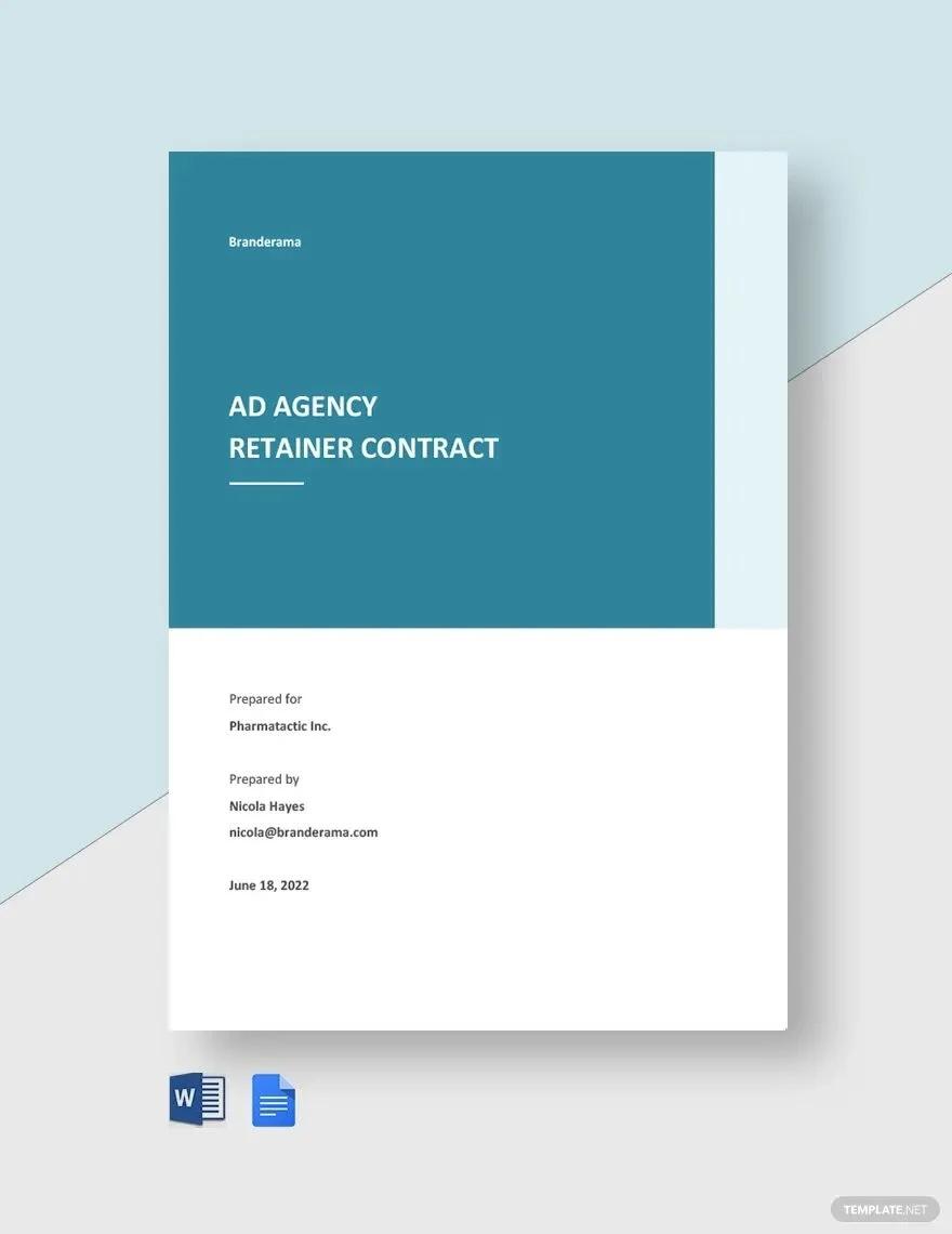 Word Ad Agency Retainer Contract Template by Template.net