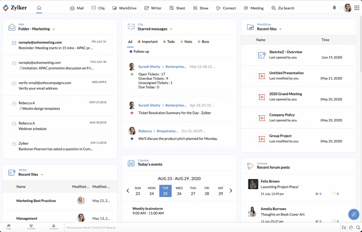 Rangkaian produktivitas Zoho Workplace