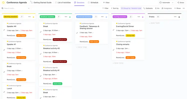 Modello di Programma per conferenza ClickUp