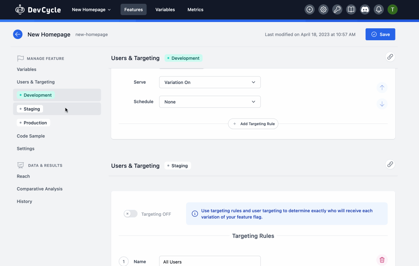 Dashboard del ciclo di sviluppo