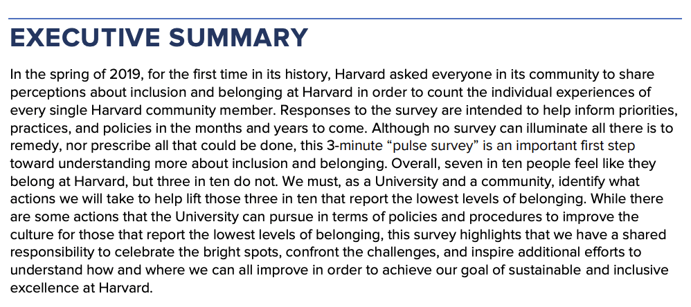 Executive summary - Harvard report
