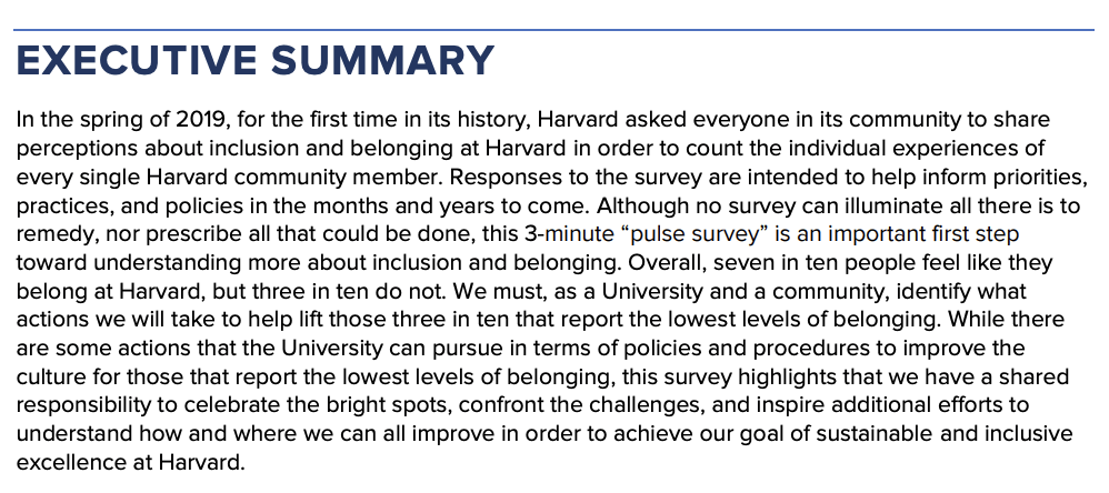 Riepilogo/riassunto della relazione di Harvard