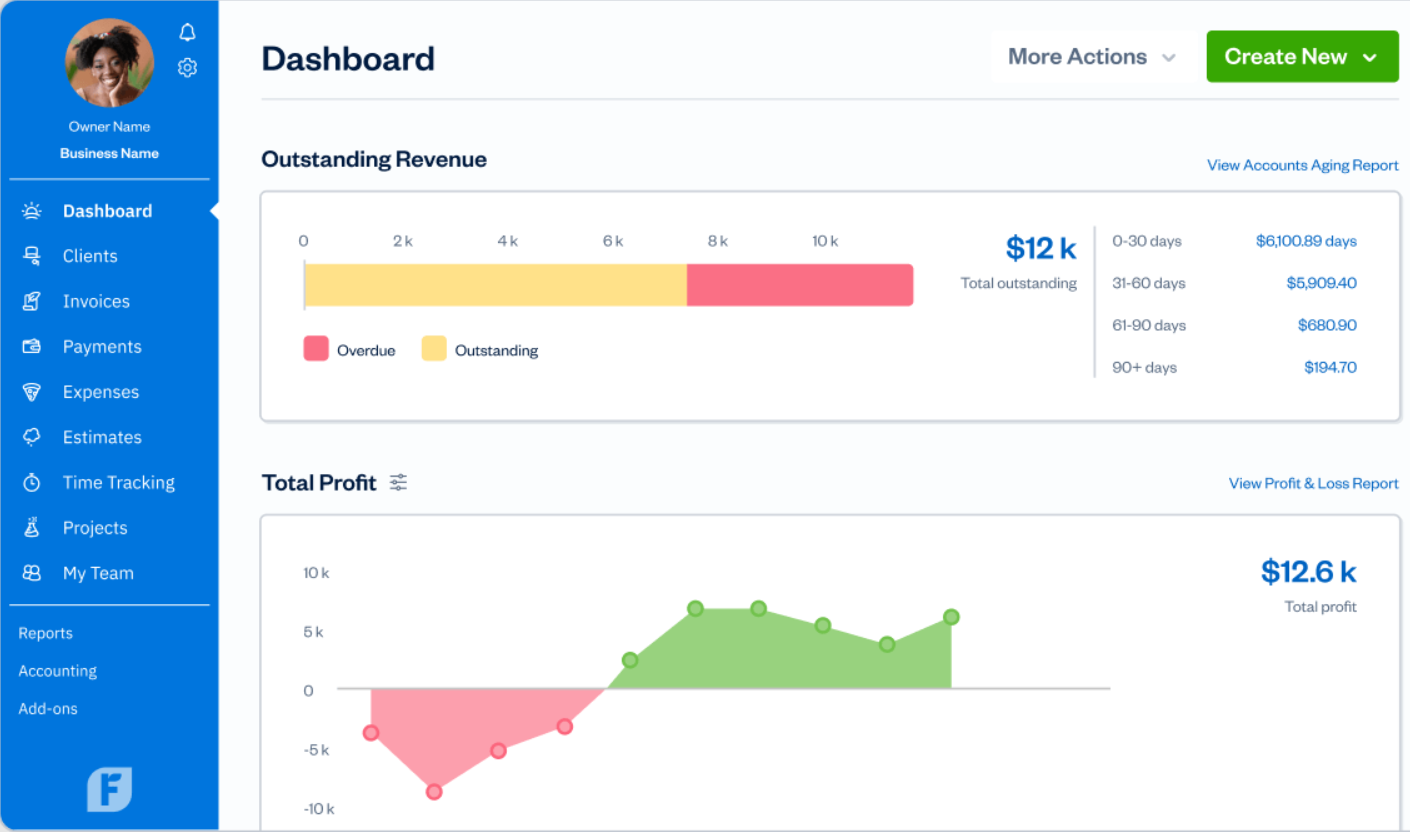 FreshBooks Dashboard