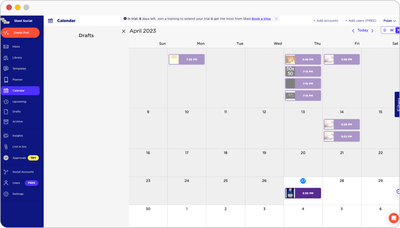 Calendário do Sked