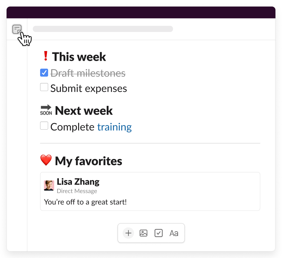 Lista de tareas pendientes de Slack