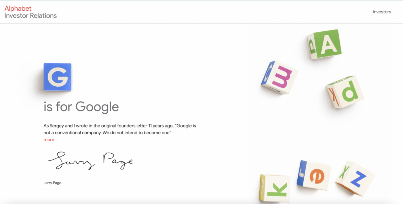 Alphabet Inc. homepage