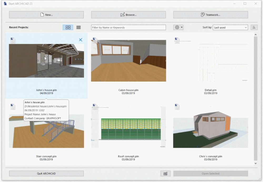 L'interface d'ArchiCAD