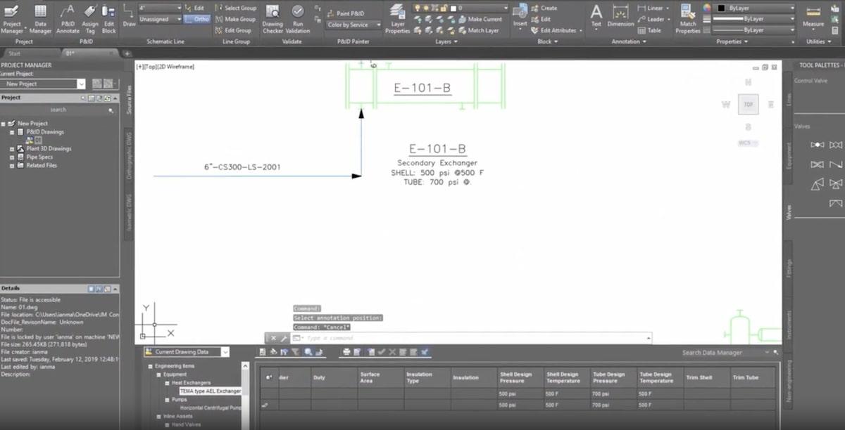 Vista del editor de AutoCAD