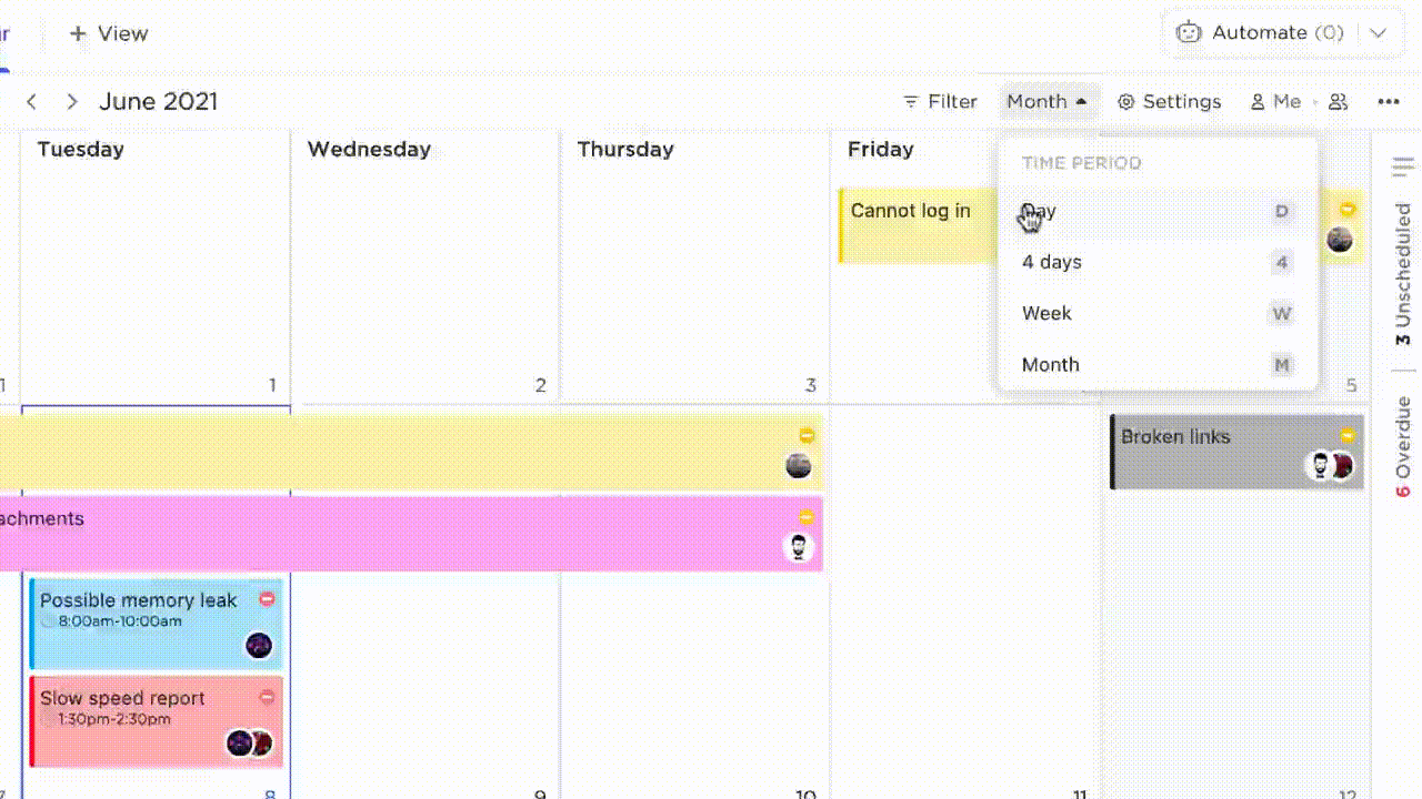 Calendar View in ClickUp