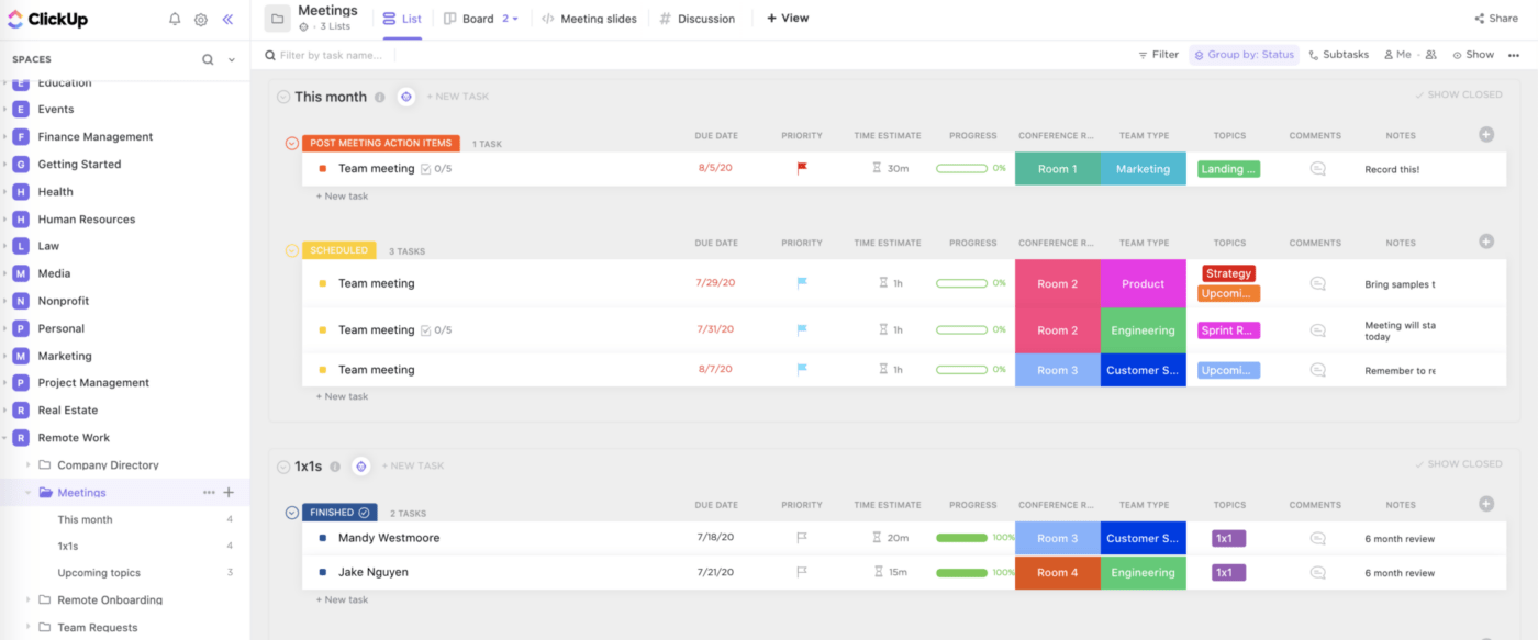 The ClickUp Meetings Template