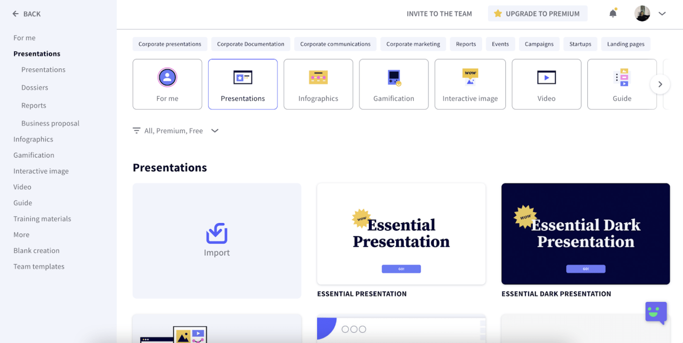 Genially's presentation templates