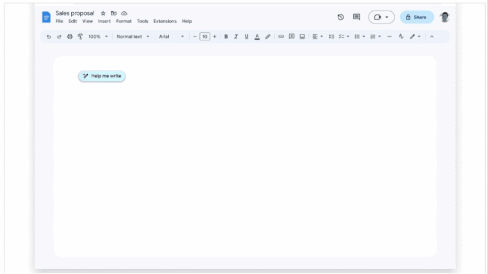 Help Me Write Feature in Google Docs