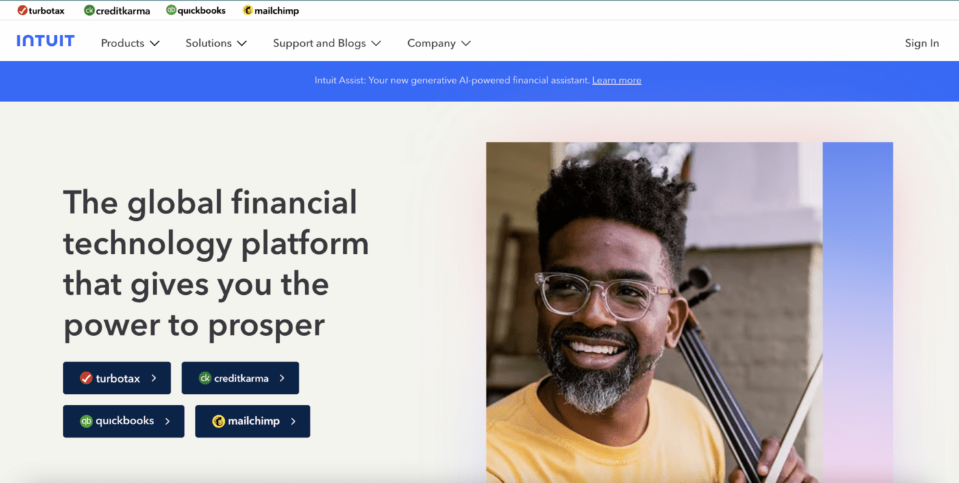 Intuit homepage