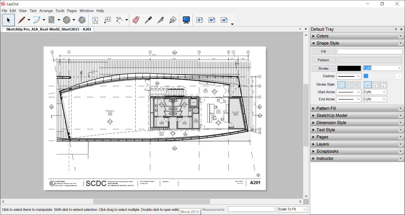 SketchUp's layout interface