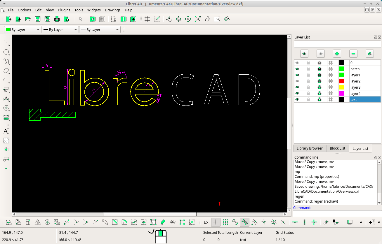 User interface of LibreCAD