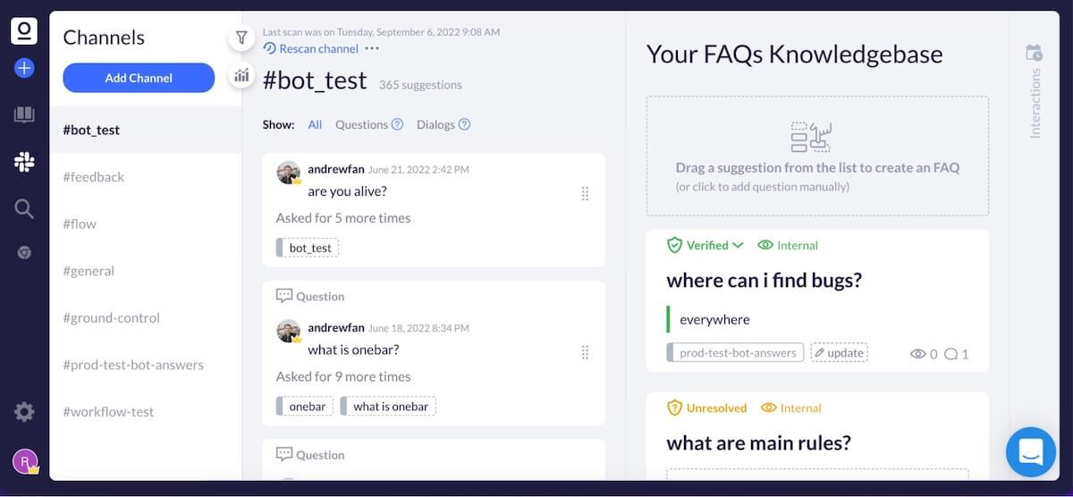 AI tools for knowledge management: OneBar's FAQs and chat box