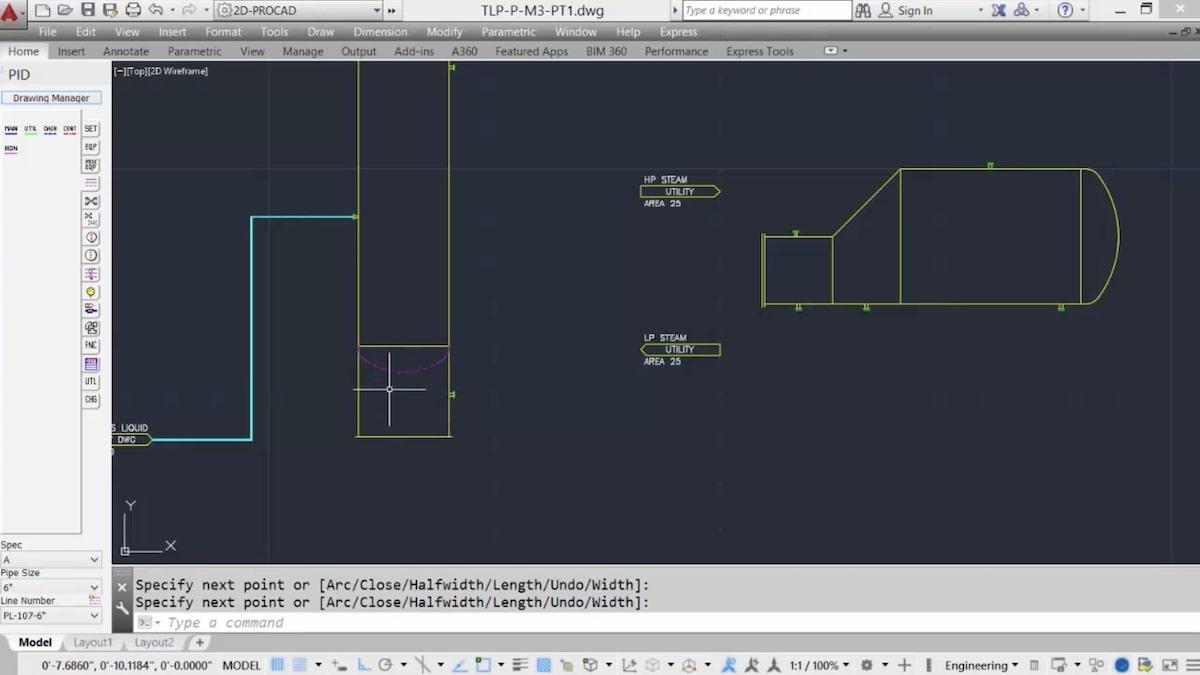 Editor de tuberías 2D de Procad P&ID