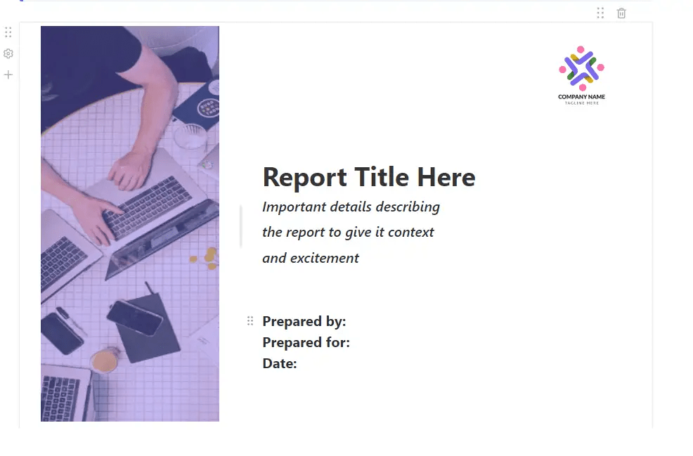ClickUp's Report Cover Template