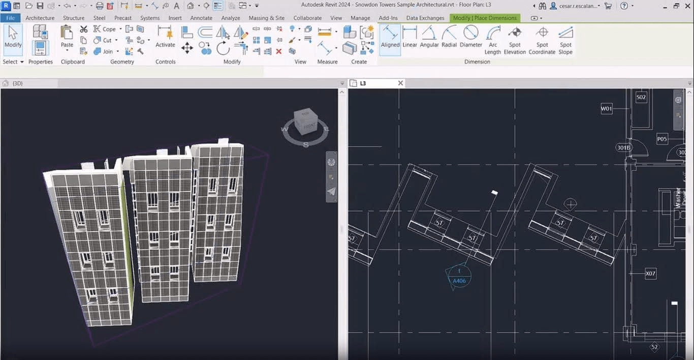 L'interface de conception de Revit