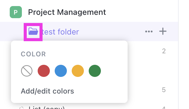 Set Folder colors in ClickUp