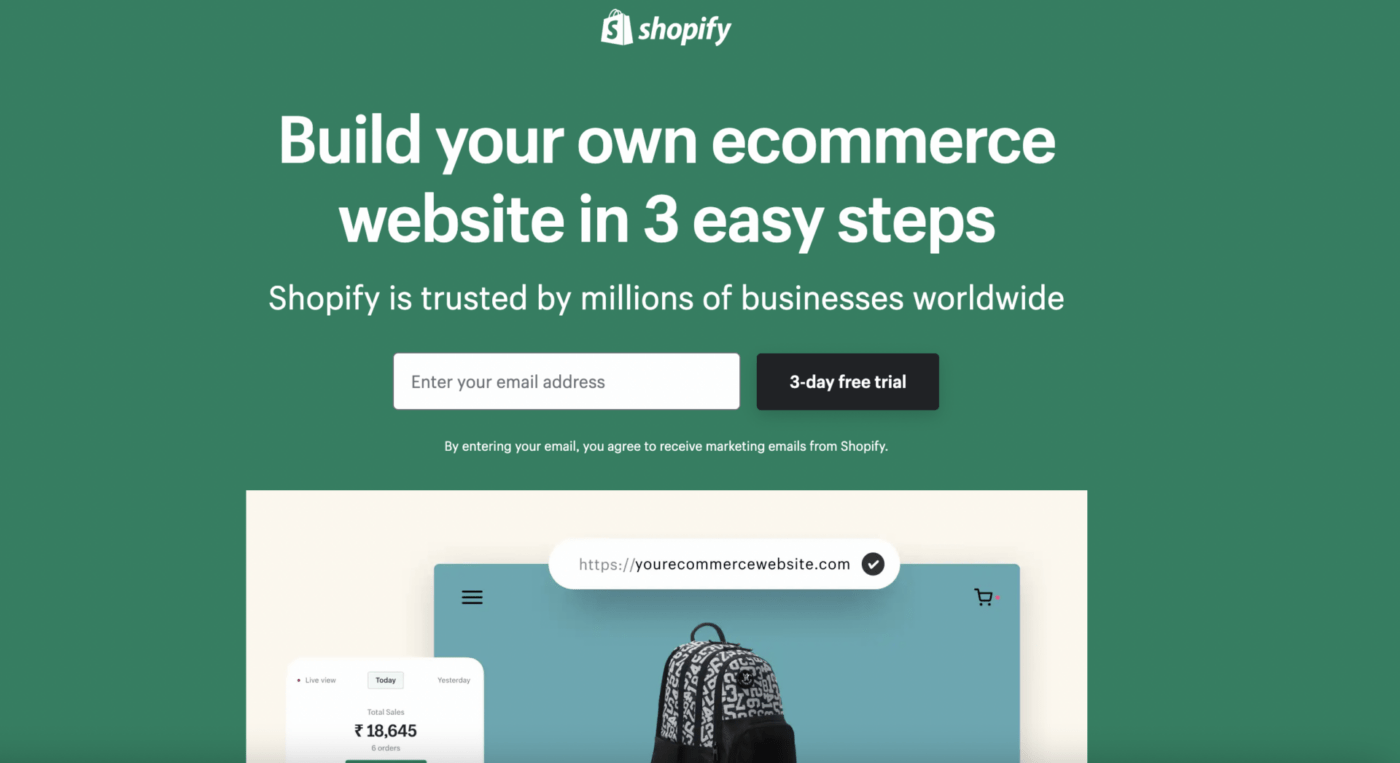 Shopify homepage