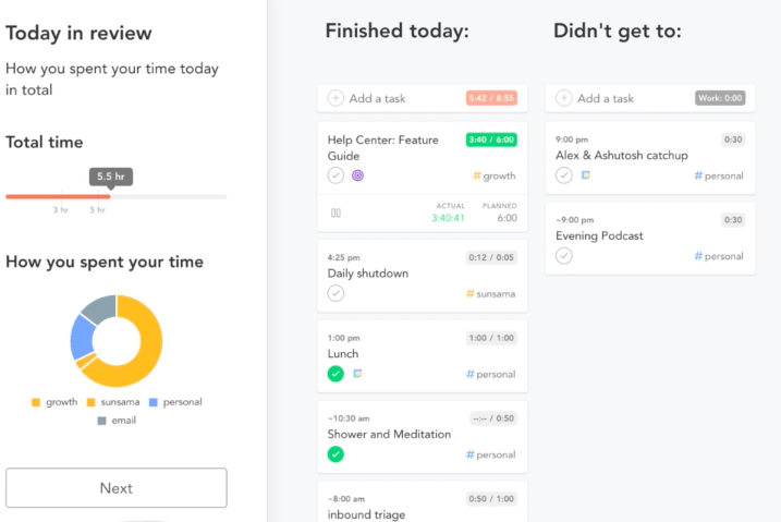 Sunsama review: tracking tasks in Sunsama