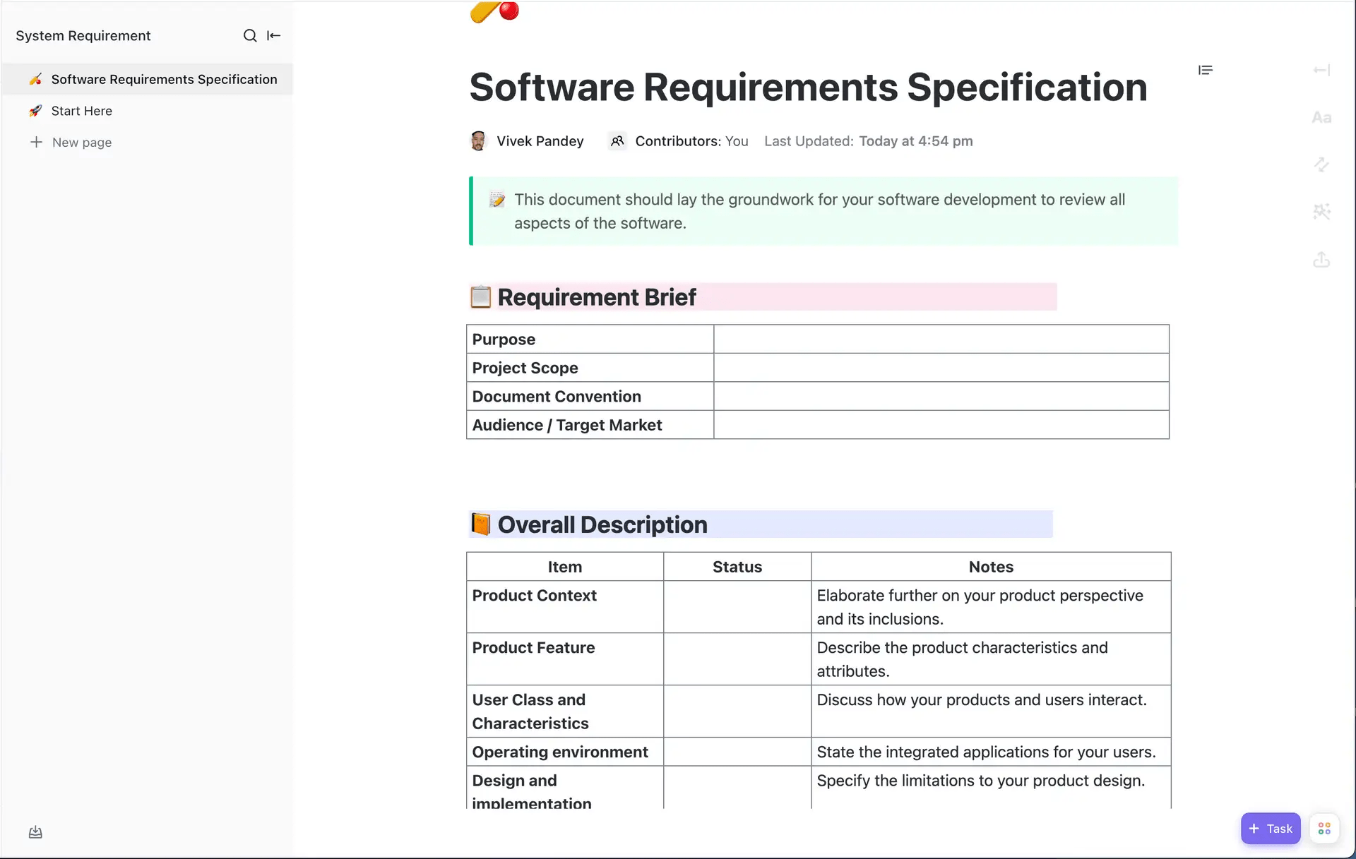 System Requirements Template 