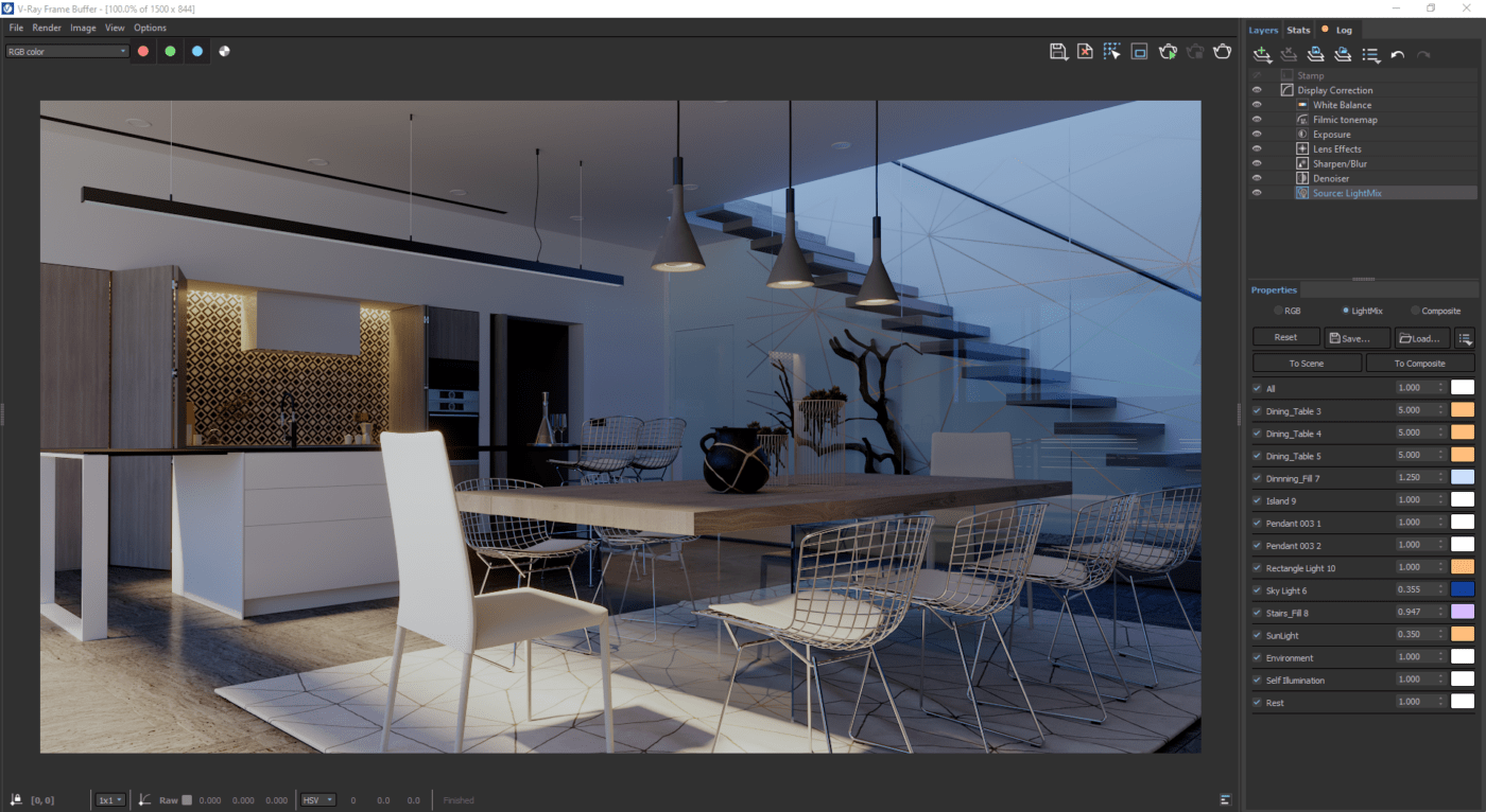 Interior rendered using V-Ray