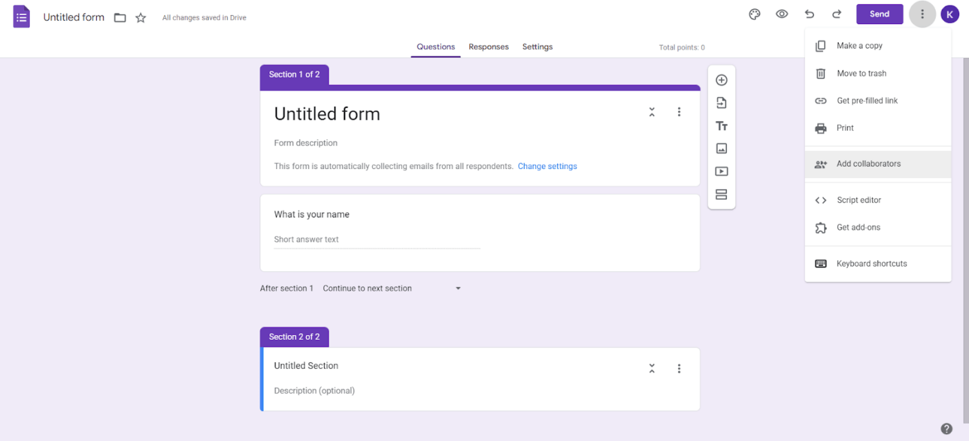 Google Forms collaboration