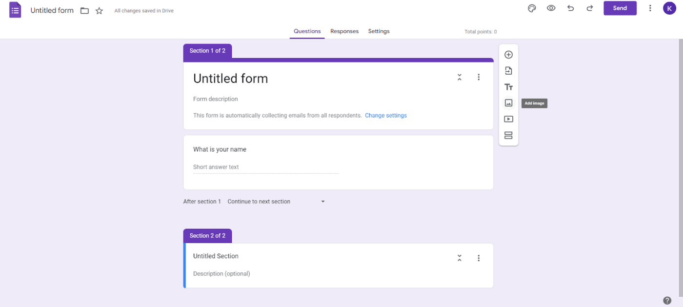 Menambahkan gambar di Google Formulir