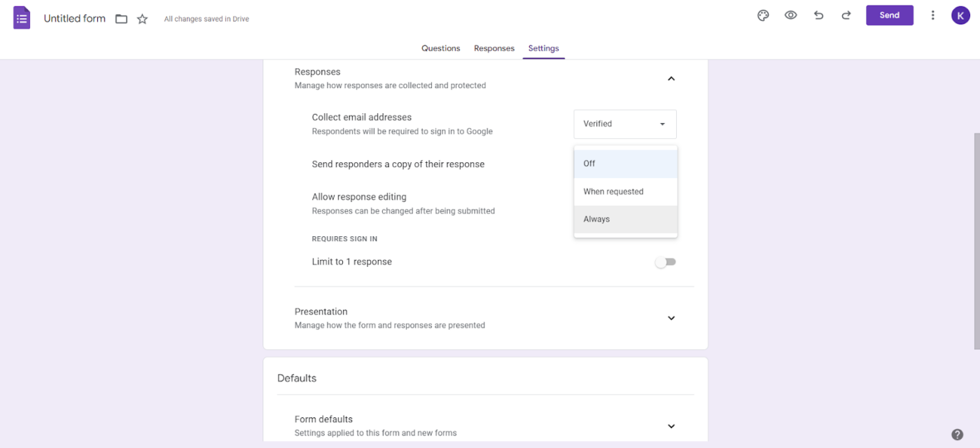 Respuestas automáticas de los formularios de Google