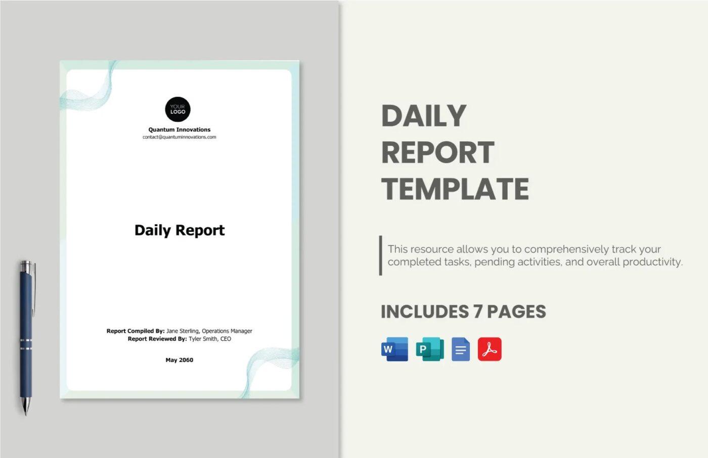 Word Simple Daily Report Template 