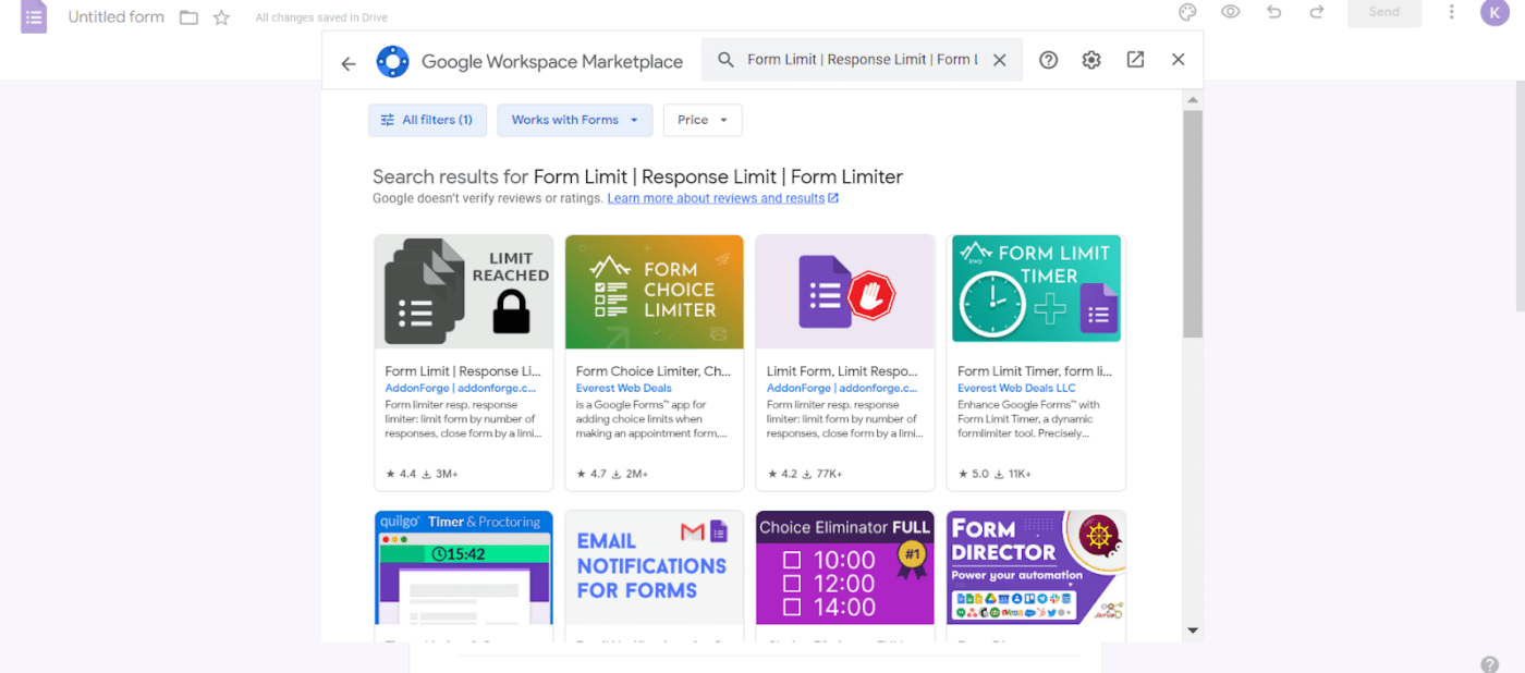 Complemento do Google Forms