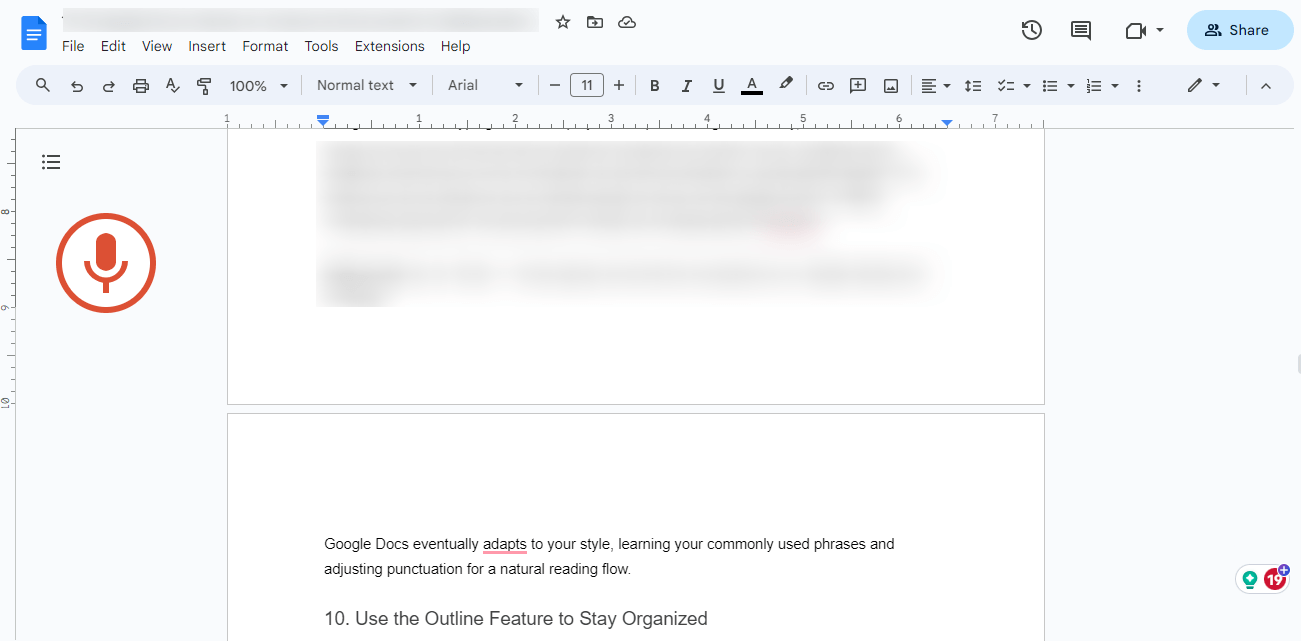 hands free typing in google docs