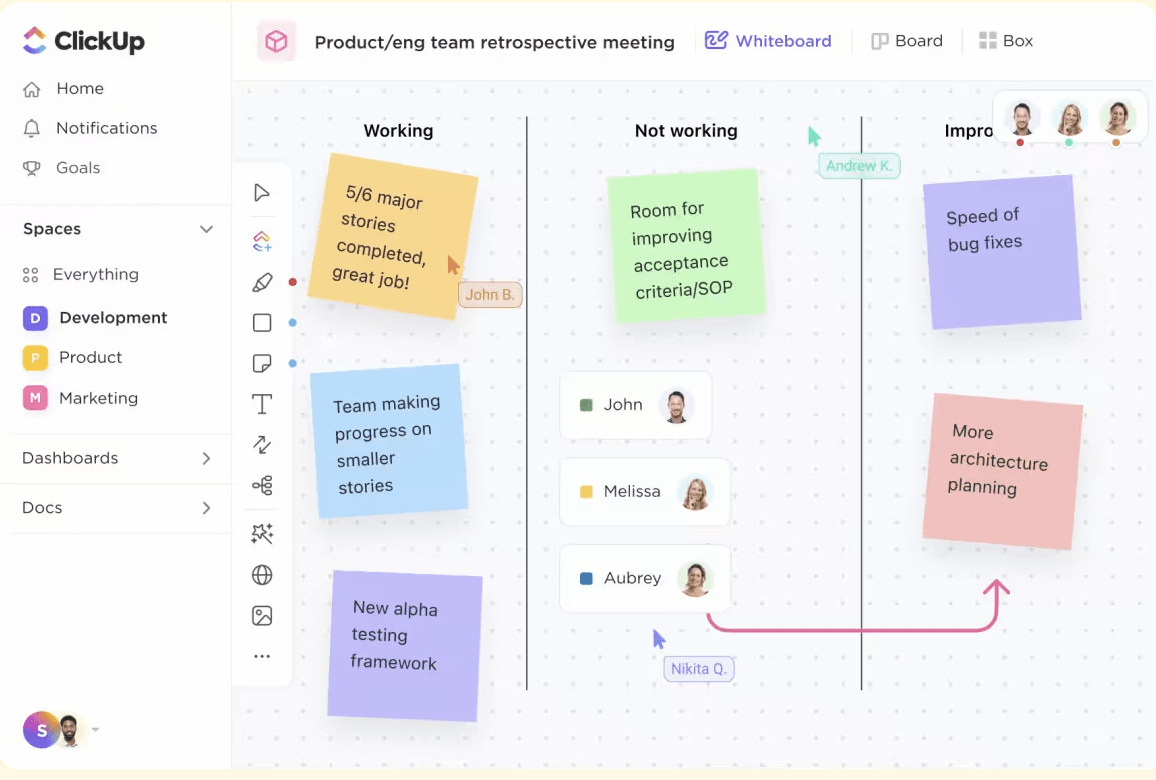 ClickUp Brainstorm with Whiteboards